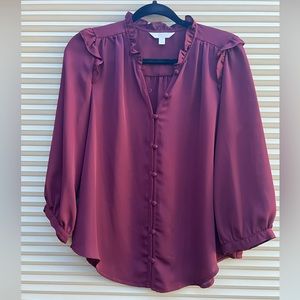 Woman’s Lauren Conrad Size Medium Maroon Blouse EUC